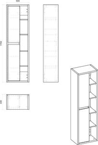 Elior Słupek łazienkowy z odkrytymi półkami - Ralfo 2X 3