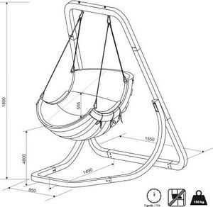 Elior Zielony fotel wiszący do ogrodu - Pasos 3X 3