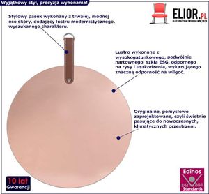 Elior Różowe lustro Moku - okrągłe 2