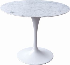 Elior Biały marmurowy stół z metalową podstawą - Gobleto 2X 1