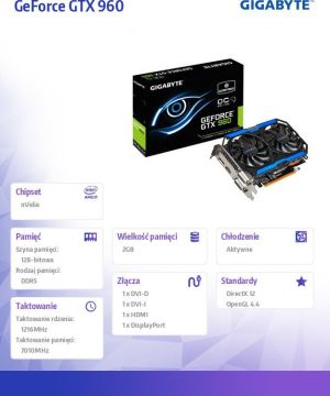 Karta graficzna Gigabyte GeForce GTX 960 2GB GDDR5 (128 bit) 2x DVI, HDMI, DP, Box (GV-N960OC-2GD) 7
