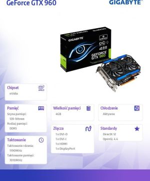 Karta graficzna Gigabyte GeForce GTX 960 4 GB GDDR5 (128 bit) 2x DVI, HDMI, DP, BOX (GV-N960OC-4GD) 7