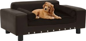 vidaXL Sofa dla psa, brązowa, 81x43x31 cm, plusz i sztuczna skóra 1