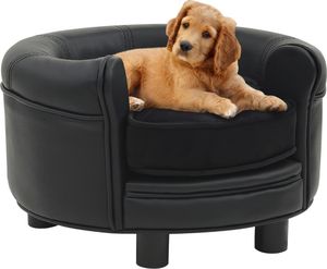 vidaXL Sofa dla psa, czarna, 48x48x32 cm, plusz i sztuczna skóra 1