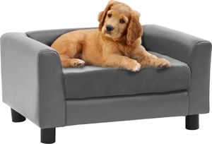 vidaXL Sofa dla psa, szara, 60x43x30 cm, plusz i sztuczna skóra 1