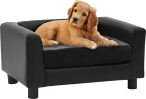 vidaXL Sofa dla psa, czarna, 60x43x30 cm, plusz i sztuczna skóra 1