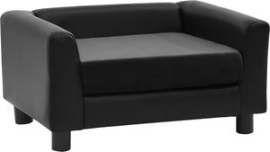 vidaXL Sofa dla psa, czarna, 60x43x30 cm, plusz i sztuczna skóra 2