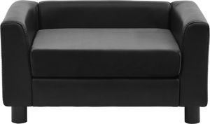 vidaXL Sofa dla psa, czarna, 60x43x30 cm, plusz i sztuczna skóra 3