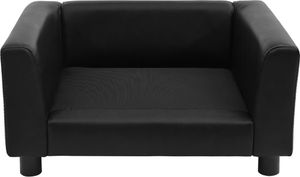 vidaXL Sofa dla psa, czarna, 60x43x30 cm, plusz i sztuczna skóra 4