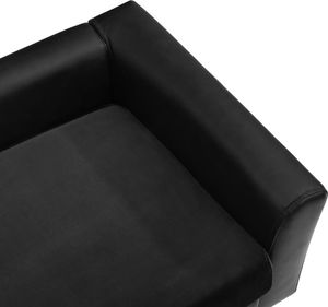 vidaXL Sofa dla psa, czarna, 60x43x30 cm, plusz i sztuczna skóra 7