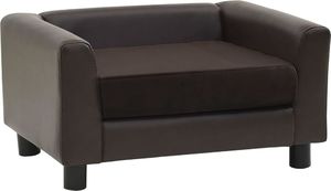 vidaXL Sofa dla psa, brązowa, 60x43x30 cm, plusz i sztuczna skóra 2