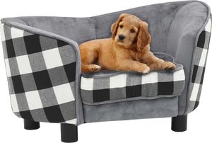 vidaXL Sofa dla psa, szara, 68x38x38 cm, pluszowa 1