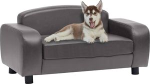 vidaXL Sofa dla psa, szara, 80x50x40 cm, sztuczna skóra 1