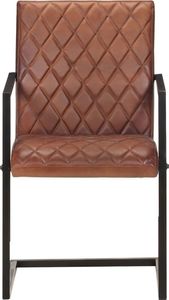 vidaXL Krzesła stołowe, wspornikowe, 2 szt., brązowe, skóra naturalna 3