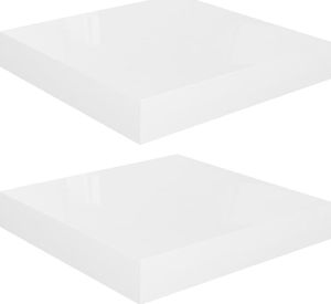 vidaXL Półki ścienne, 2 szt., białe, wysoki połysk, 23x23,5x3,8cm, MDF 2