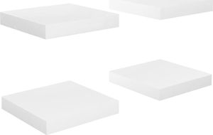vidaXL Półki ścienne, 4 szt., białe, wysoki połysk, 23x23,5x3,8cm, MDF 2