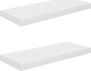 vidaXL Półki ścienne, 2 szt., wysoki połysk, białe, 60x23,5x3,8cm, MDF 2