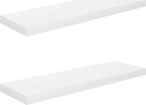 vidaXL Półki ścienne, 2 szt, wysoki połysk, białe, 80x23,5x3,8 cm, MDF 2