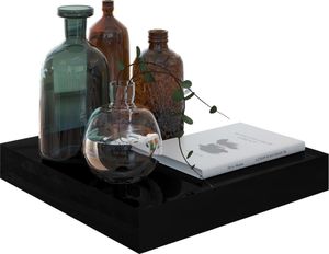 vidaXL Półka ścienna, czarna, wysoki połysk, 23x23,5x3,8 cm, MDF 3