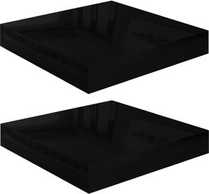 vidaXL Półki ścienne, 2 szt., czarne, wysoki połysk, 23x23,5x3,8cm MDF 2