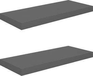 vidaXL Półki ścienne, 2 szt., wysoki połysk, szare, 60x23,5x3,8cm, MDF 2
