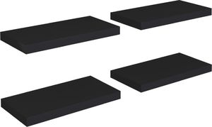 vidaXL Półki ścienne, 4 szt., czarne, 50x23x3,8 cm, MDF 2