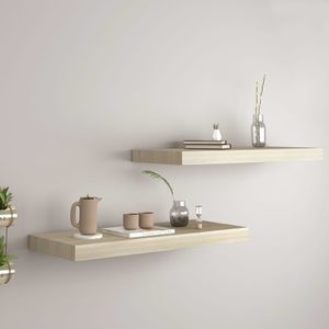 vidaXL Półki ścienne, 2 szt., kolor dębowy, 60x23,5x3,8 cm, MDF 3