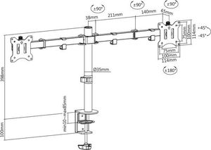 Digitus Uchwyt biurkowy na 2 monitory 15" - 32" (DA-90400) 6
