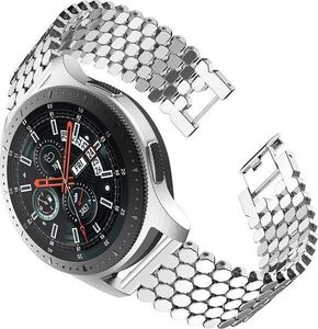 4kom.pl Bransoleta Honeycomb Steel Alogy Huawei Watch GT 2 46mm Srebrna 22mm + Szkło 4