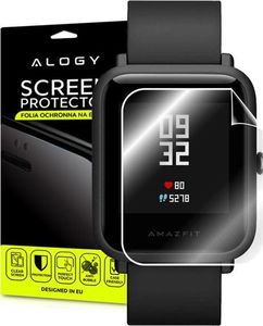 Alogy Etui silikonowe do Smartwatch Xiaomi Amazfit Bip Czarne + 5x Folia Alogy uniwersalny 1