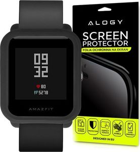 Alogy Etui silikonowe do Smartwatch Xiaomi Amazfit Bip Czarne + 5x Folia Alogy uniwersalny 5