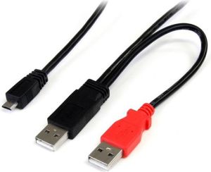 Kabel USB StarTech 2x USB-A - microUSB 0.9 m Czarny (USB2HAUBY3) 1