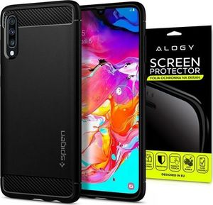 Spigen Etui Spigen Rugged Armor do Samsung Galaxy A70/A70S Matte Black + folia alogy uniwersalny 6