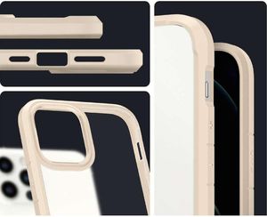 Spigen Etui Spigen Ultra Hybrid do Apple iPhone 12/ 12 Pro 6.1 Sand Beige + Szkło Alogy uniwersalny 6