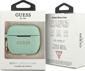 Guess Etui ochronne GUACAPSILGLGN Silicone Glitter do AirPods Pro turkusowe 3