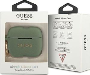 Guess Etui ochronne GUACAPSILGLKA Silicone Glitter do AirPods Pro zielone 3