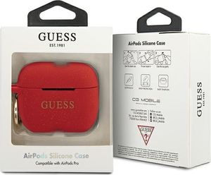 Guess Etui ochronne GUACAPSILGLRE Silicone Glitter do AirPods Pro czerwone 3