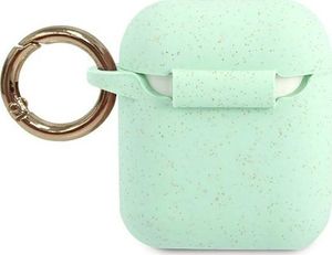 Guess Etui ochronne GUACCSILGLGN Silicone Glitter do AirPods 1/2 zielone 2