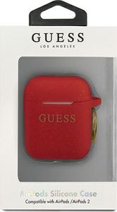Guess Etui ochronne GUACCSILGLRE Silicone Glitter do AirPods 1/2 czerwone 3