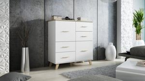 Cama Meble Komoda LOTTA 110 2D4S biały+ dąb sonoma 1