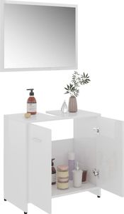vidaXL Zestaw mebli łazienkowych, wysoki połysk, biały, płyta wiórowa 3