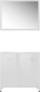 vidaXL Zestaw mebli łazienkowych, wysoki połysk, biały, płyta wiórowa 5