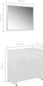 vidaXL Zestaw mebli łazienkowych, wysoki połysk, biały, płyta wiórowa 8