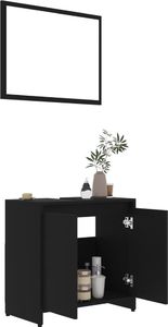 vidaXL Zestaw mebli łazienkowych, czarny, płyta wiórowa 3