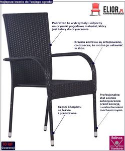 Elior Zestaw czarnych krzeseł ogrodowych - Nelly 2