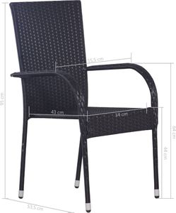 Elior Zestaw czarnych krzeseł ogrodowych - Nelly 7