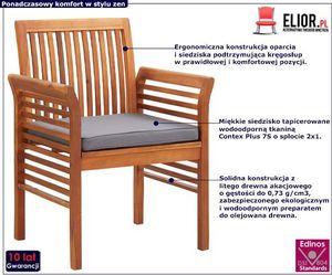 Elior Krzesło drewniane z poduszką Kioto - popiel 2