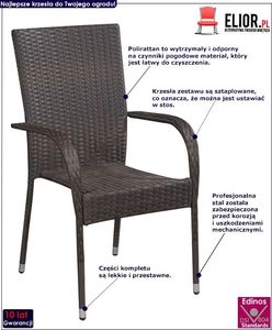 Elior Zestaw brązowych krzeseł ogrodowych - Nelly 2