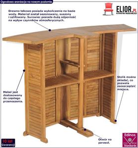 Elior Drewniany barowy stolik ogrodowy - Arden (E8503vidaxl_43804) 2