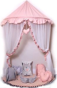 Elior Różowo-biały baldachim dla dziecka z 6 poduszkami i matą - Sentopia 4X 1